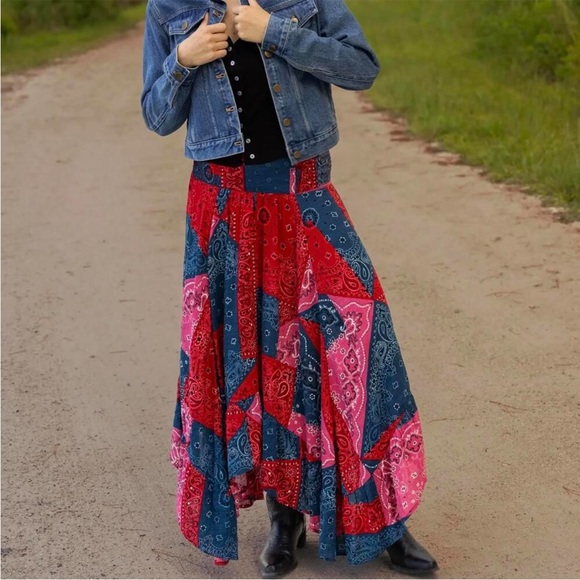 NATURAL LIFE Dresses & Skirts - NATURAL LIFE Feelin' Alive Stretch Maxi Skirt NWT Boho Smocked Patchwork Size XS